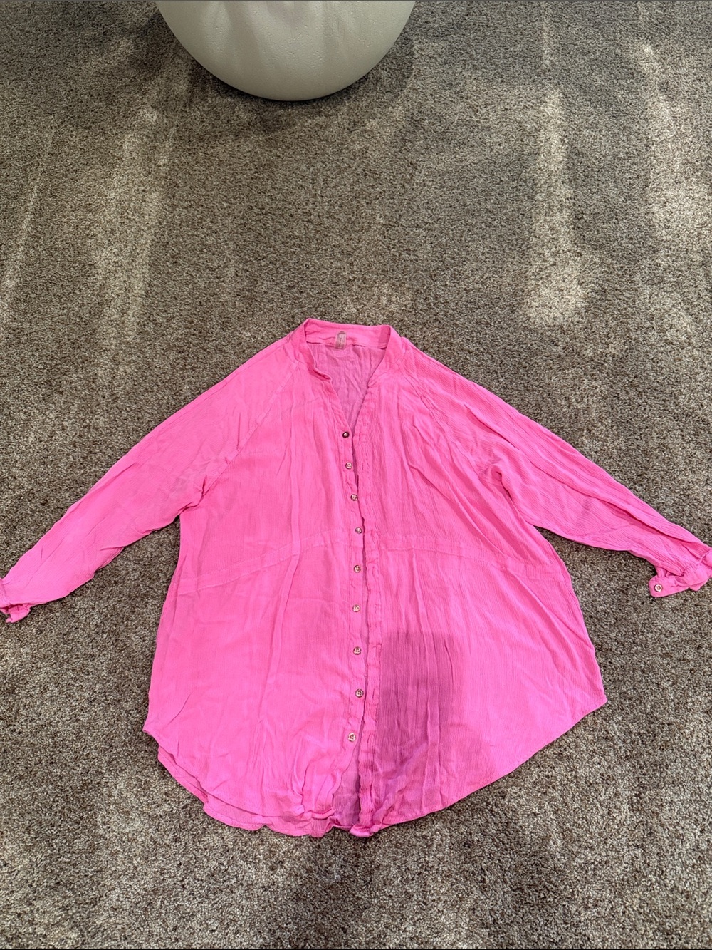 Raisins Bright Pink Button-Front Swim Coverup